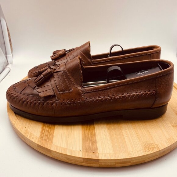 Giorgio Brutini Le Glove Men Aruba Brown Leather Weave Woven Tassel Loafers Sz 9 main image 6